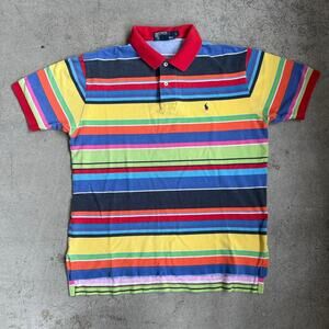 Vintage 90s Striped Polo Ralph Lauren Rugby Button Up Shirt L